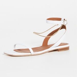 Malone Souliers white leather flats Sz 37.5